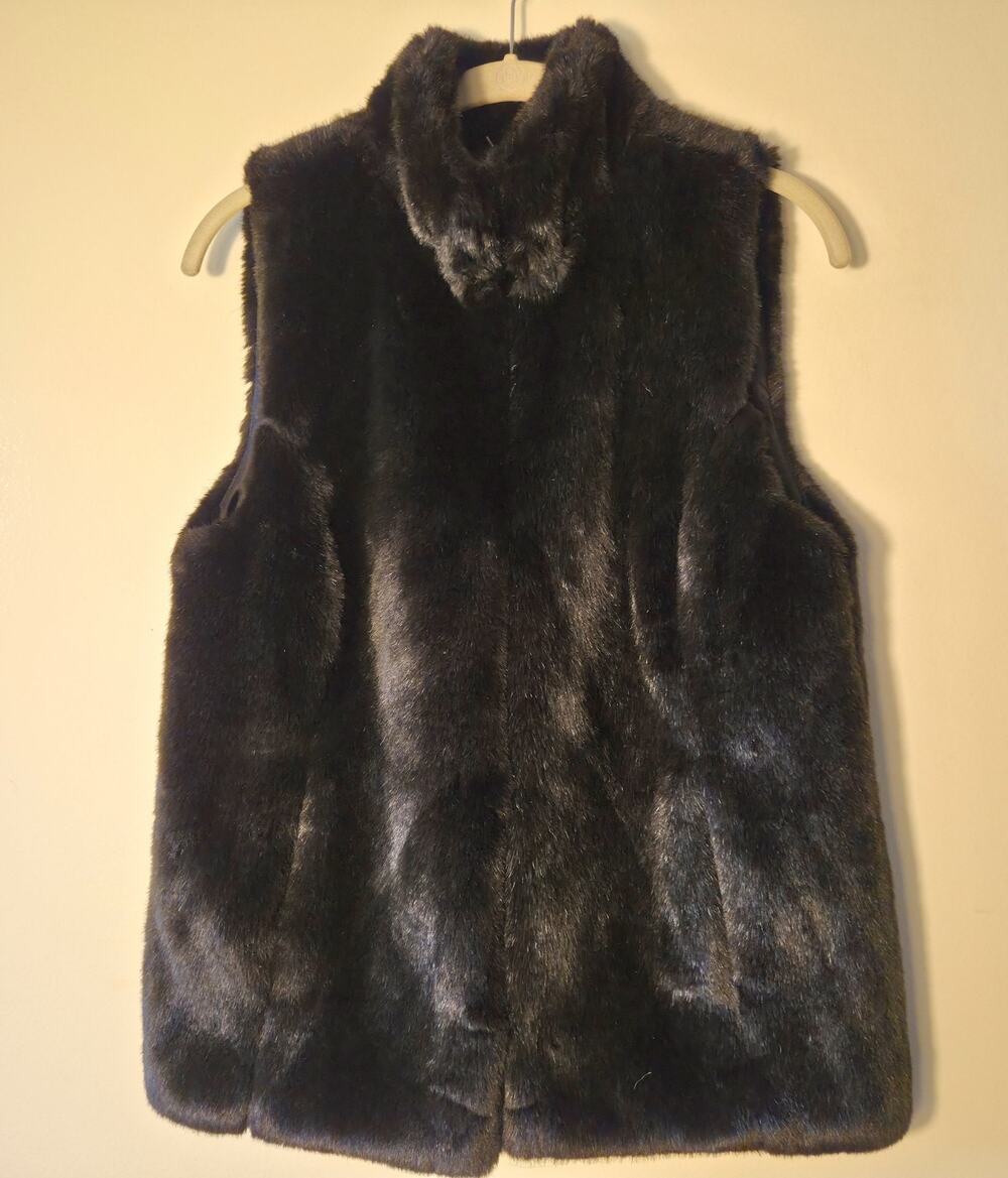 MICHAEL KORS Women Faux Fur Vest Jacket Coat Brown Size S Small Outerwear Cozy